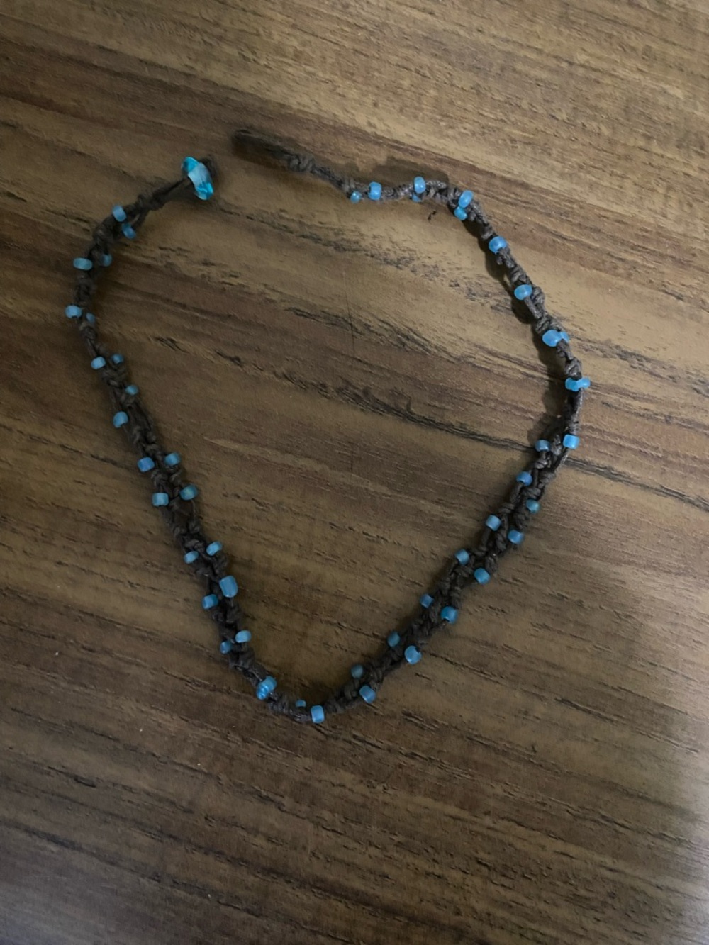 Brown & Turquoise Beaded Choker Necklace- 16 inches total length